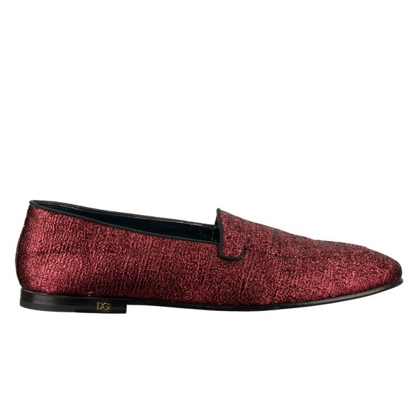 Dolce & Gabbana - DG Logo Lurex Glitter Loafer YOUNG POPE Bordeaux 43 UK 9 US 10 - Picture 5 of 5